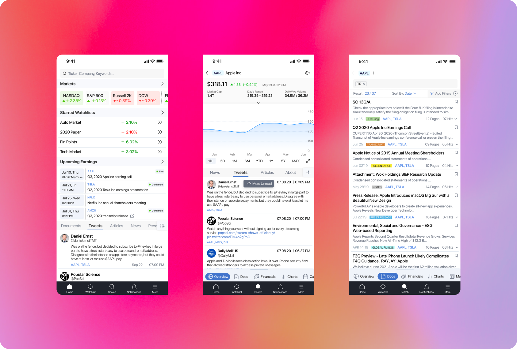 Finance Terminal mobile app