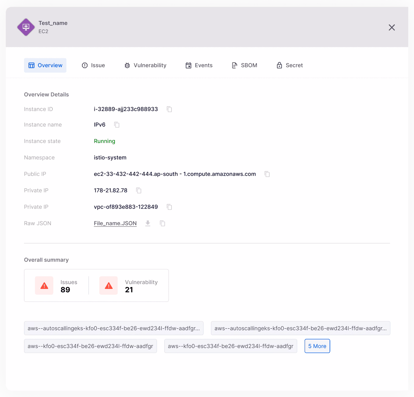 Resource Details Drawer / Overview View