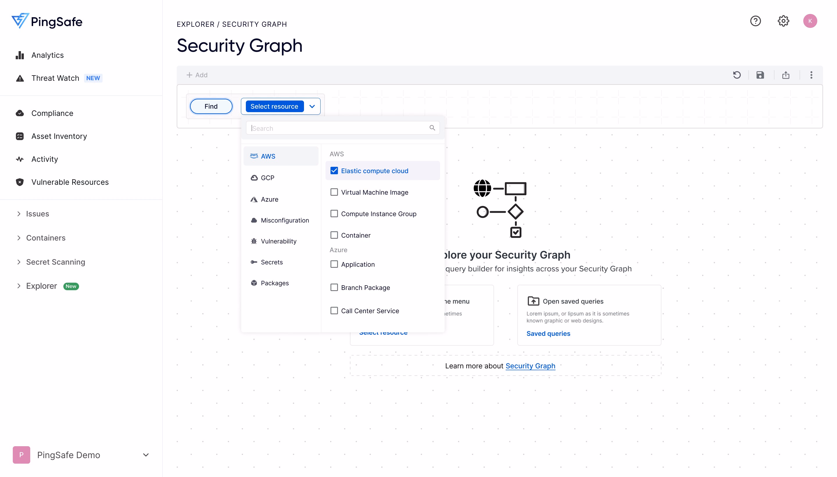 Security Graph Query Resource Selector Dropdown
