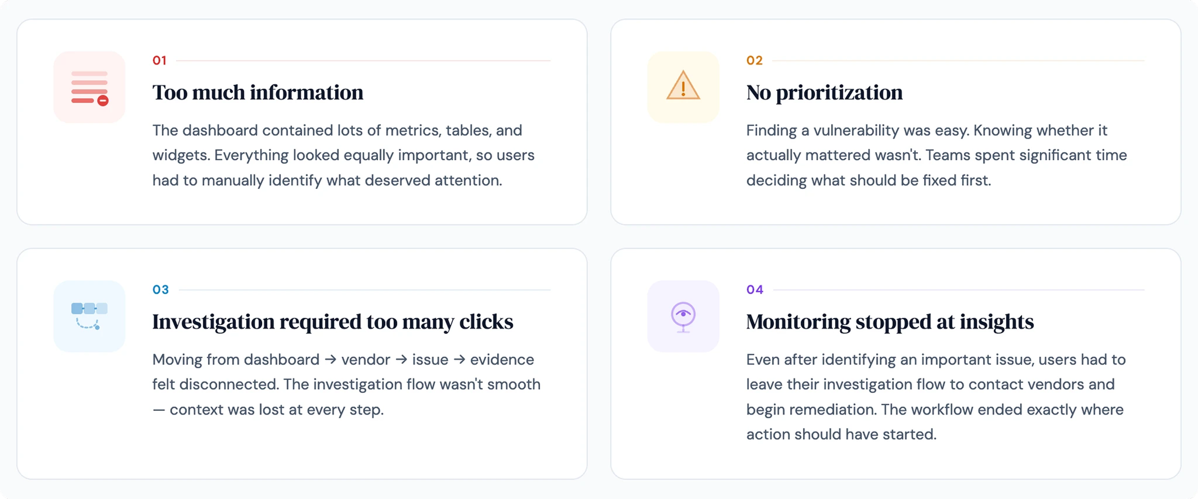 The Problems We Found - Information overload, Lack of prioritization, Friction, Disconnected workflow