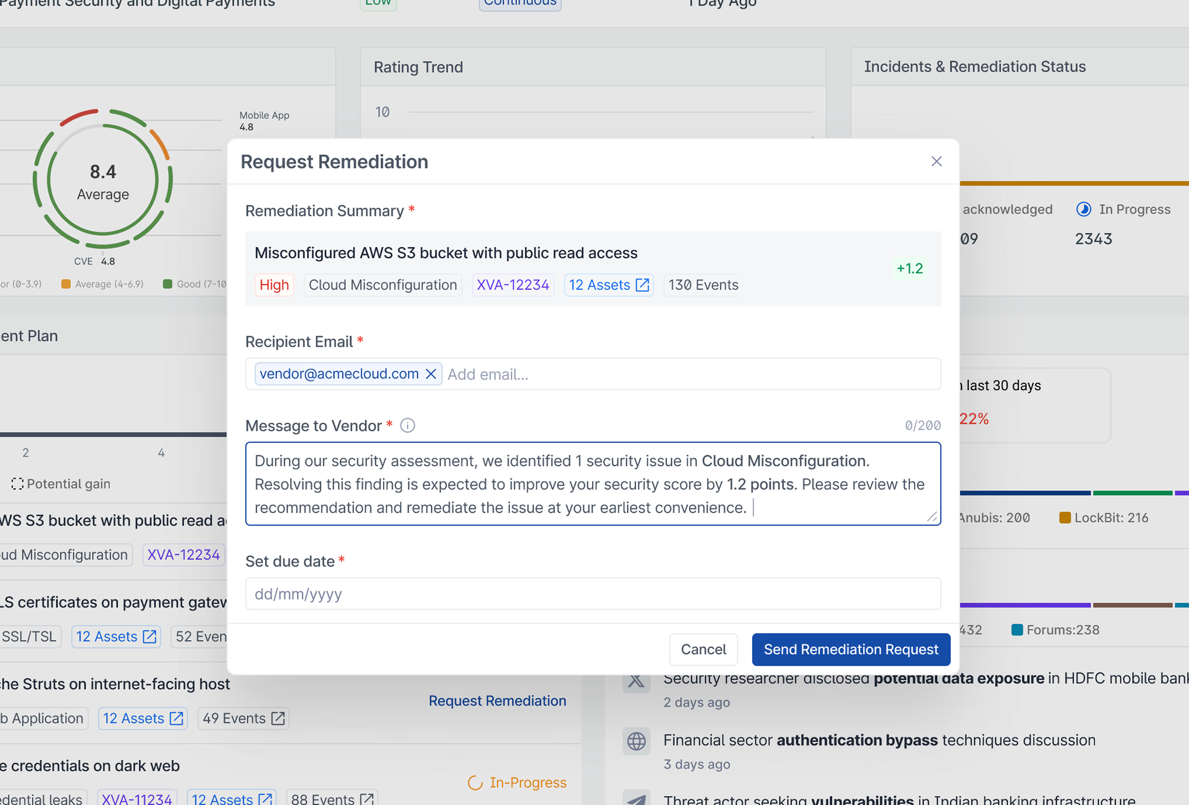Connecting Insight to Action - Request Remediation Modal Workflow